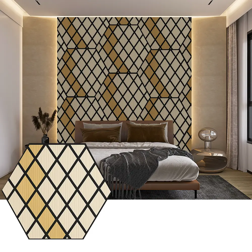 الألواح الصوتية السداسية PET لتصميم الجدران الحديثة الألواح الصوتية السداسية PET لتصميم الجدران الحديثة
